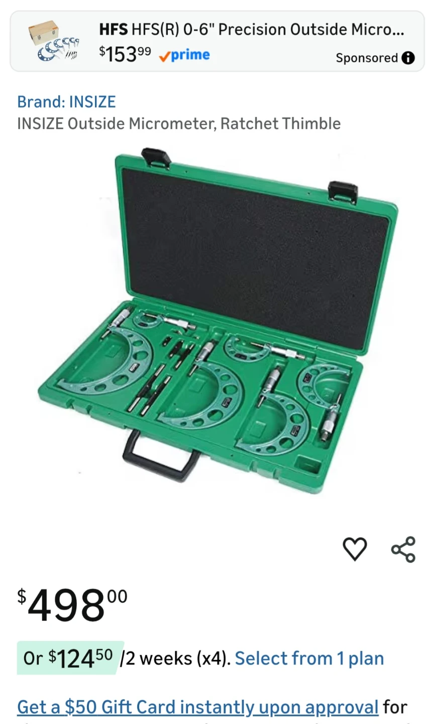 INSIZE 0-6" Precision Outside Micrometer Set - photo 2