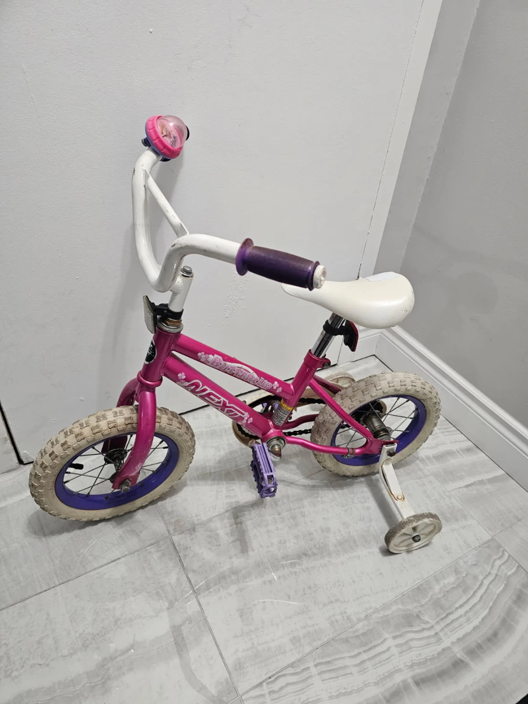 NEXT Pink Kids Bike with Training Wheels