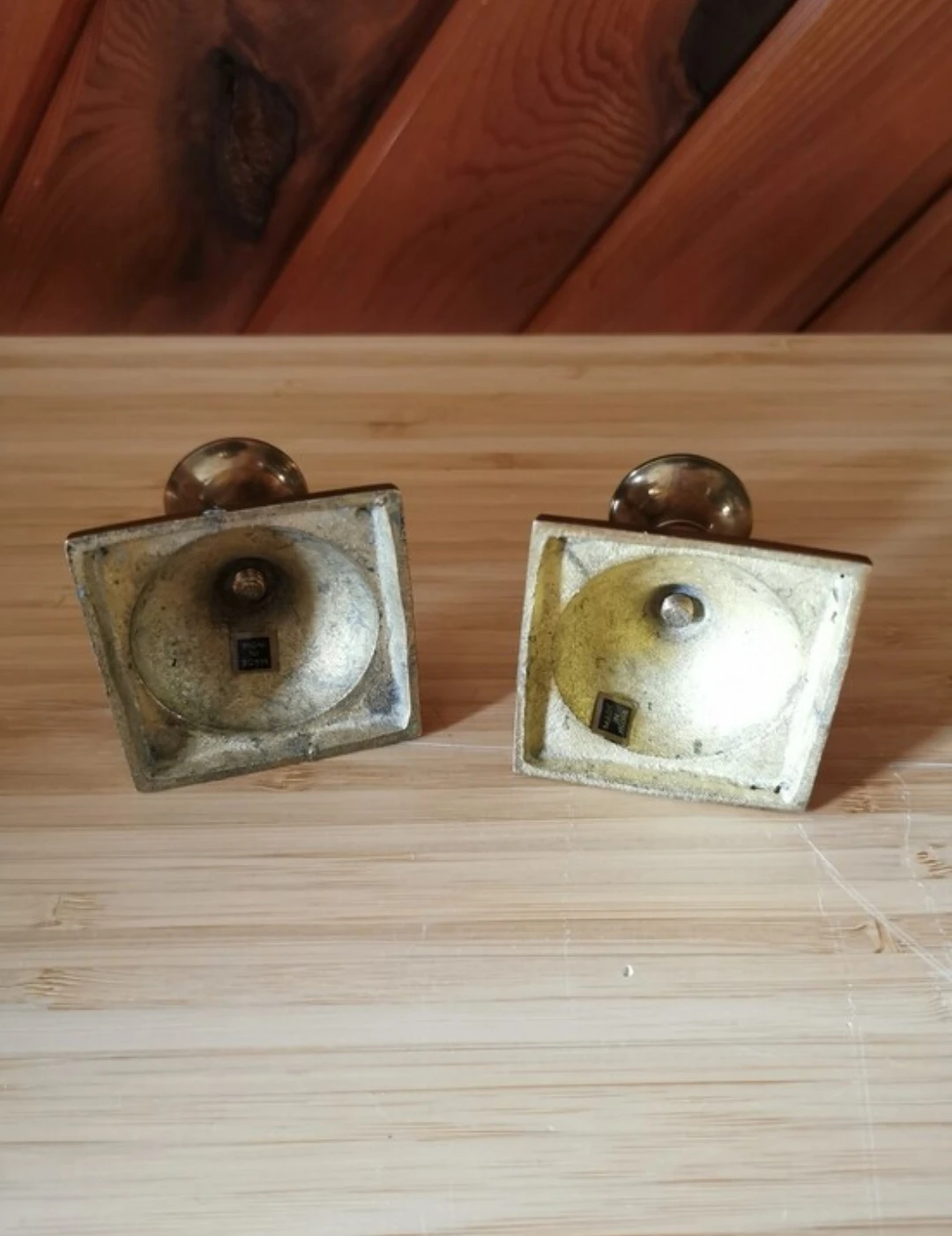 Pair of Small Vintage Brass Candle Holders With Square Base - photo 4