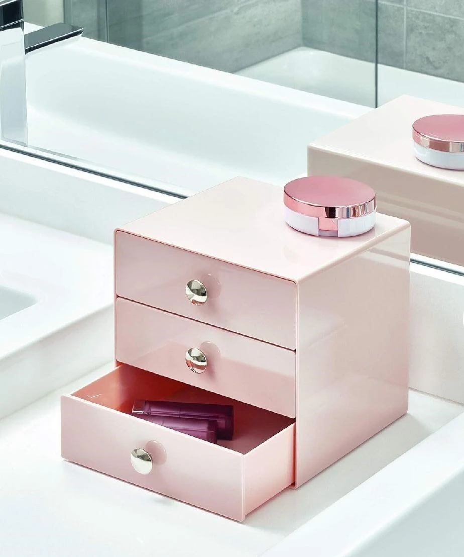 Pink 3-Drawer Organizer for Makeup and Accessories