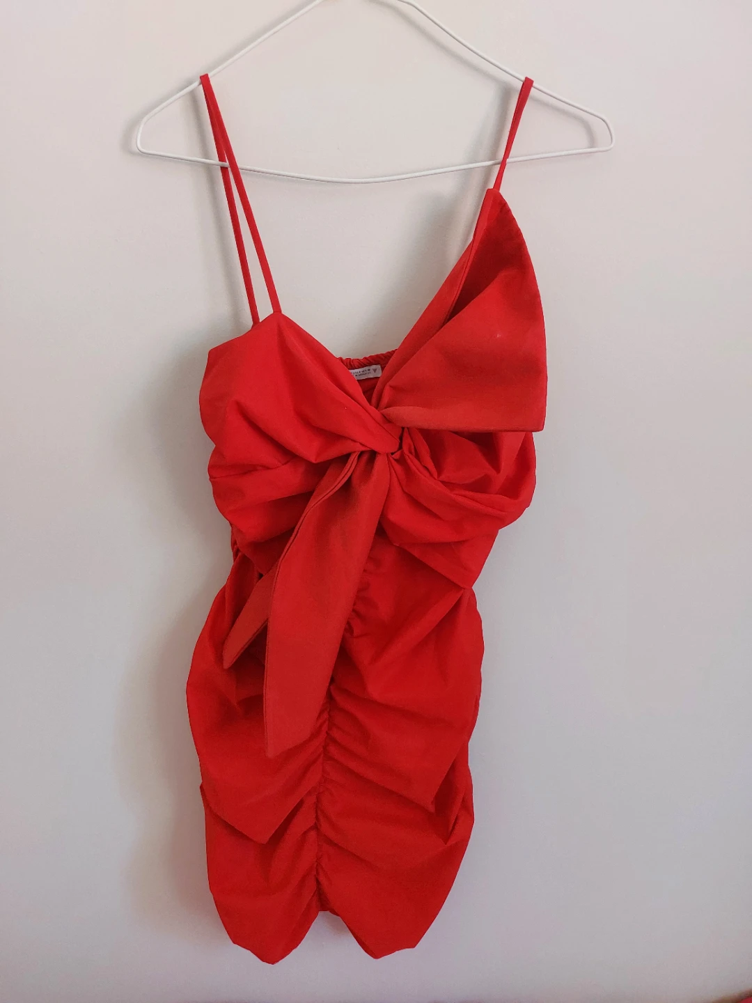 Red Zara Mini Dress with Bow Detail - photo 2