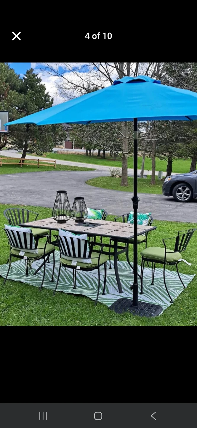 Patio Dining Set with Umbrella and Chairs - photo 2