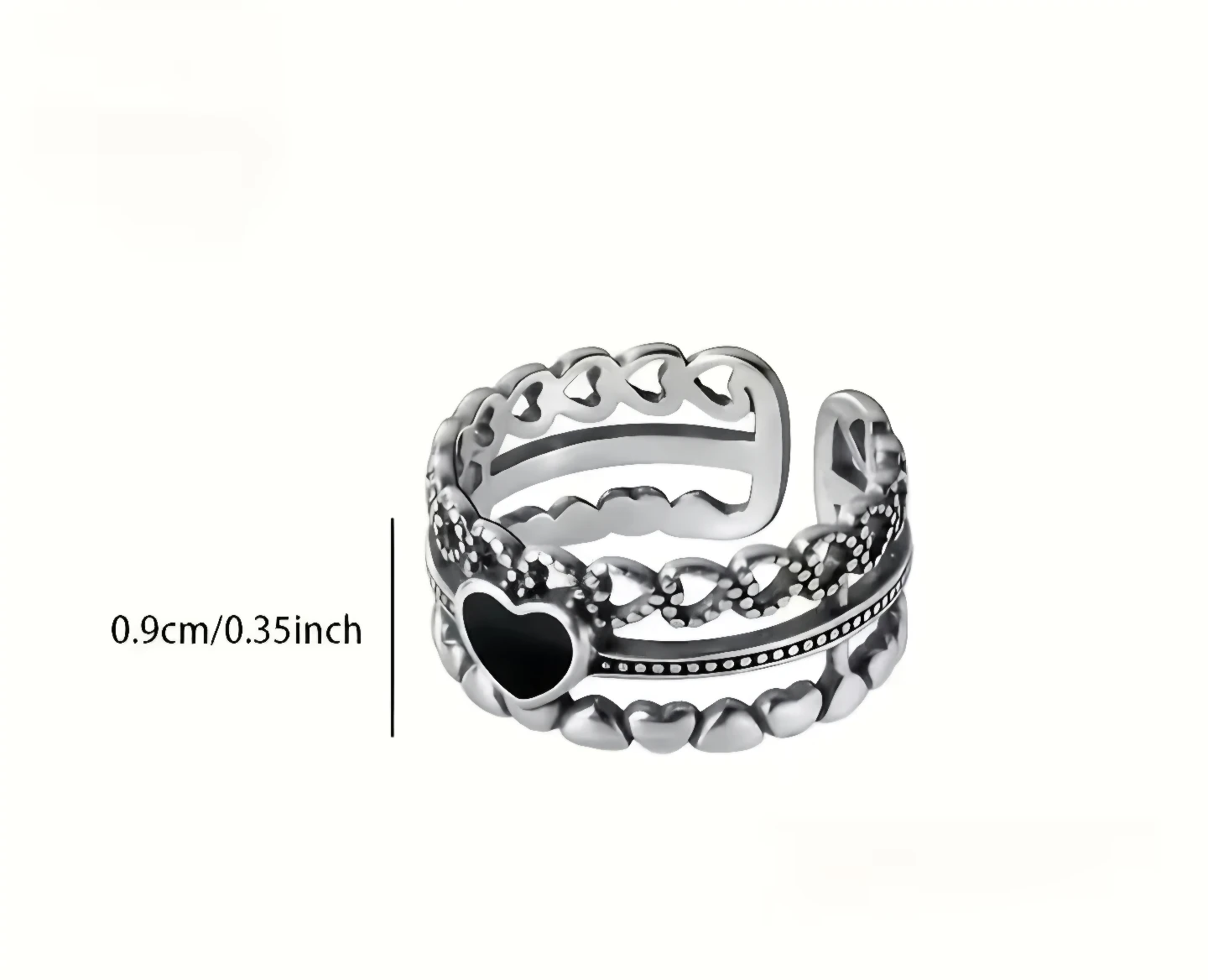 Vintage Style Multi Layered Adjustable Alloy Heart Ring - photo 4
