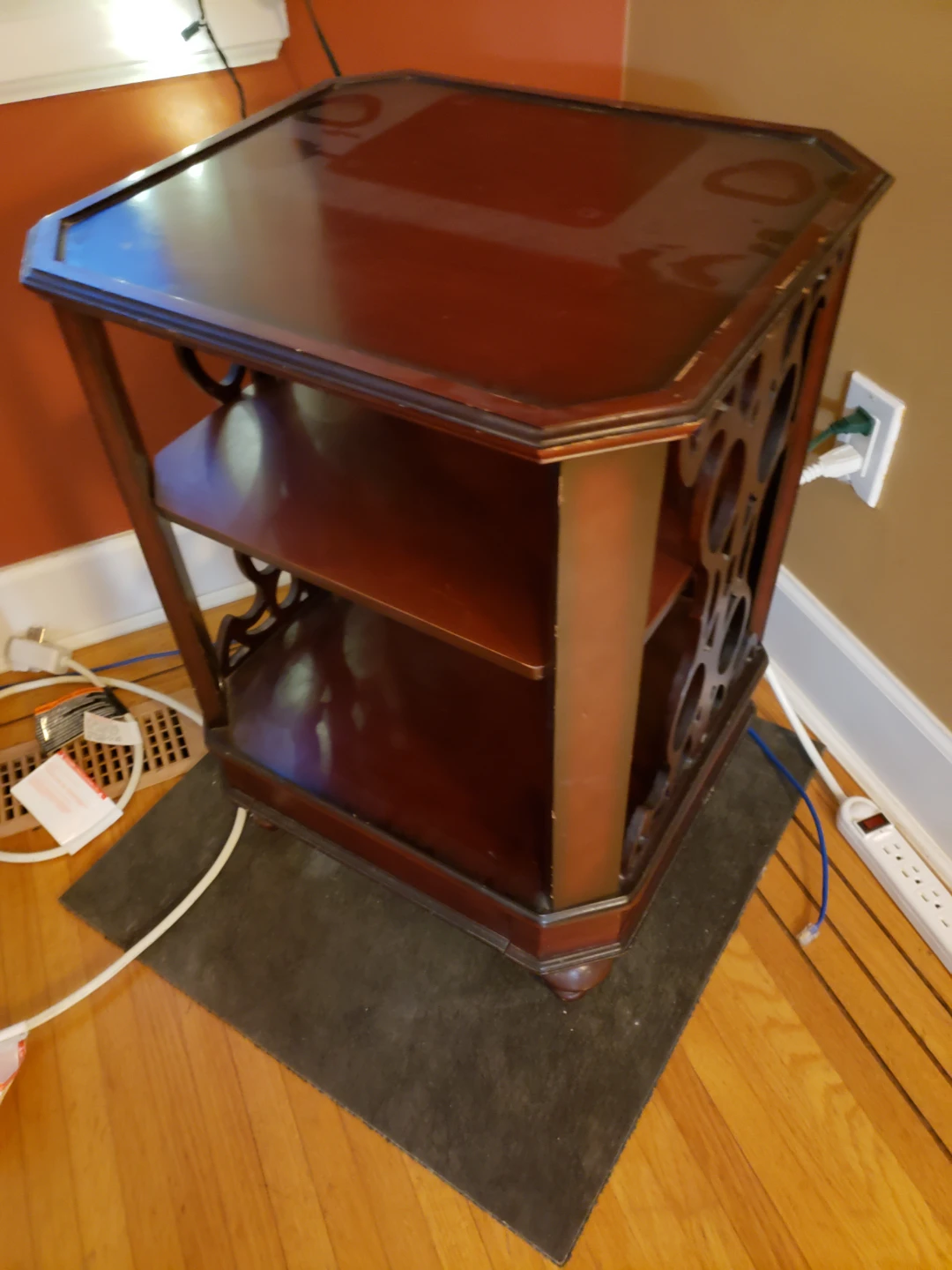 Wood Side Table with Shelves