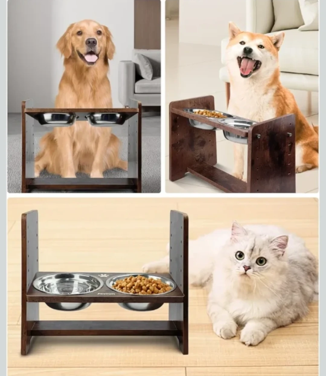 Jovrun Elevated Double Dog Cat Food Water Bowls - photo 2