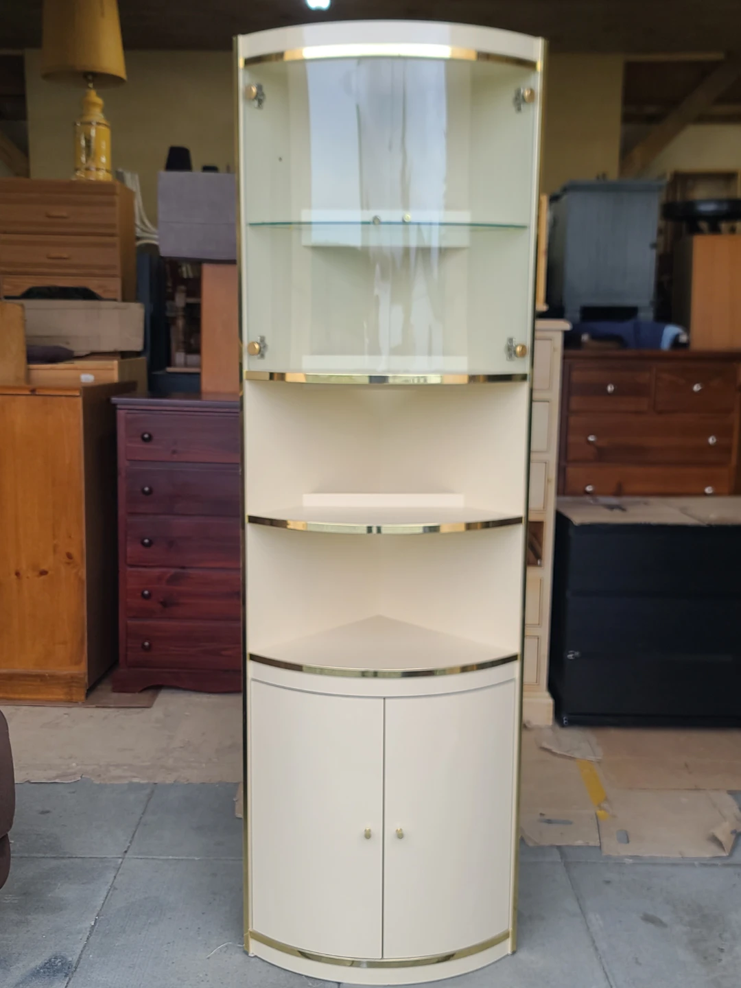 Corner Display Cabinet with Glass Doors