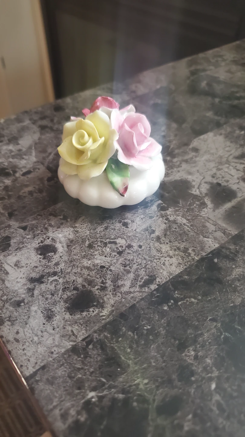 Ceramic Rose Flower Trinket Dish - photo 2