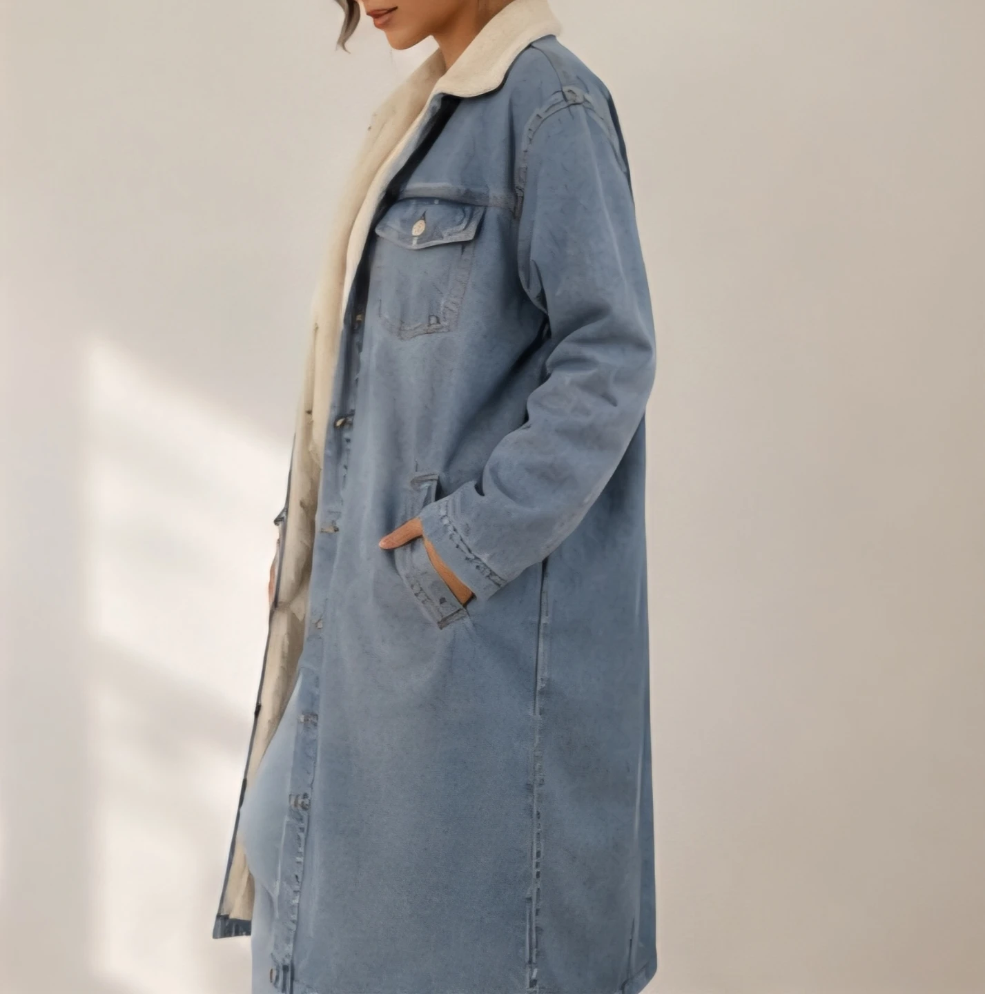 Brand new Denim sherpa lined long coat - photo 3