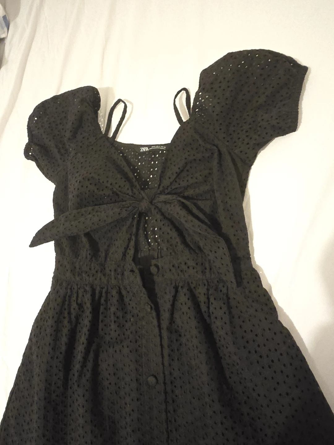 Zara Black Eyelet Dress Size S - photo 2