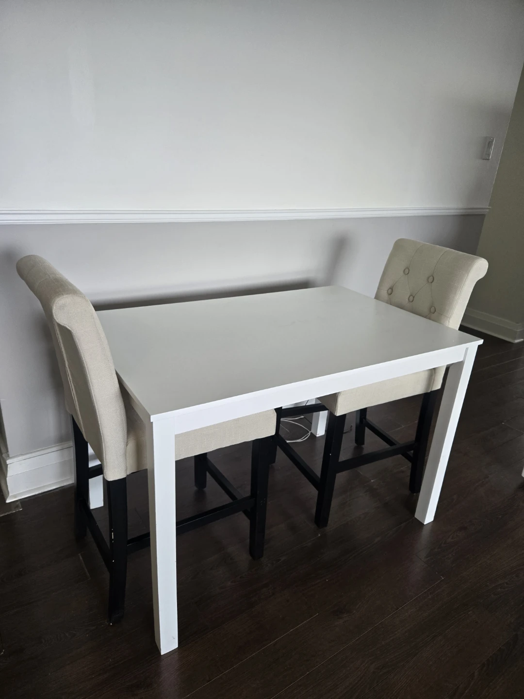 White Dining Table Set with Two Chairs