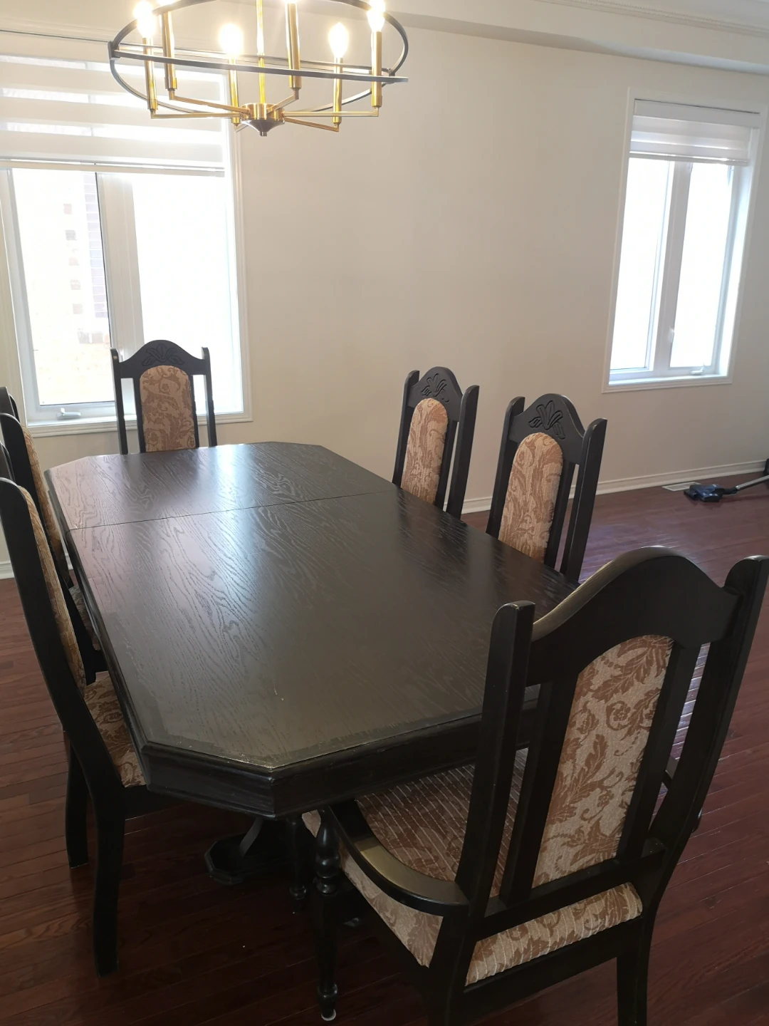 Dark Wood Dining Table with 6 Chairs