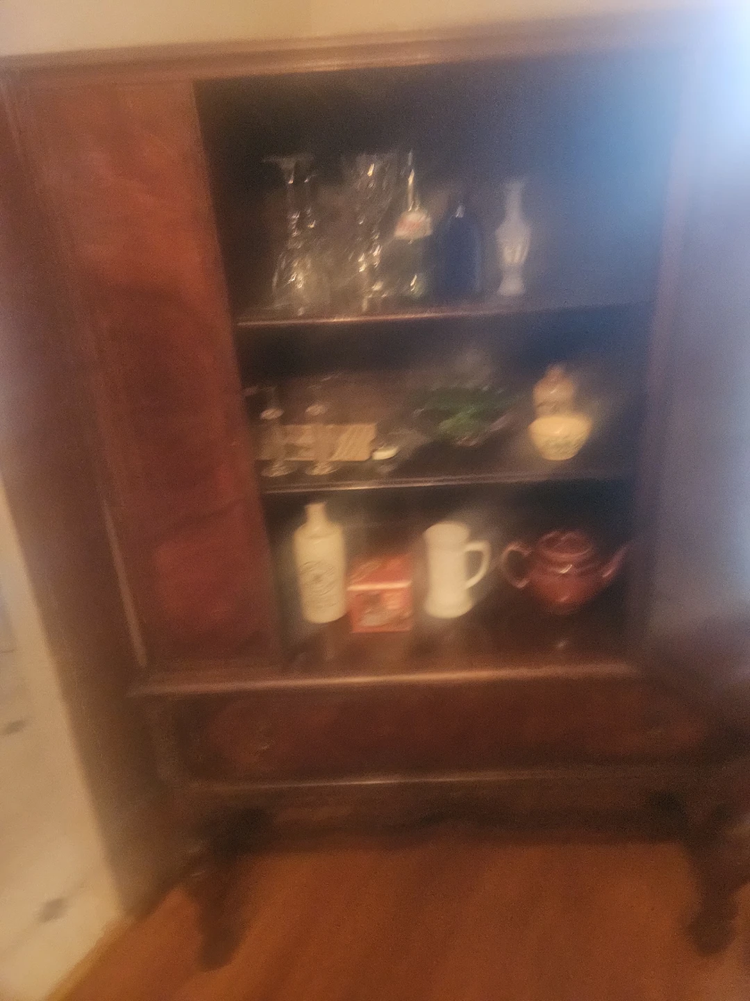 Vintage Wooden Display Cabinet with Drawer - photo 4