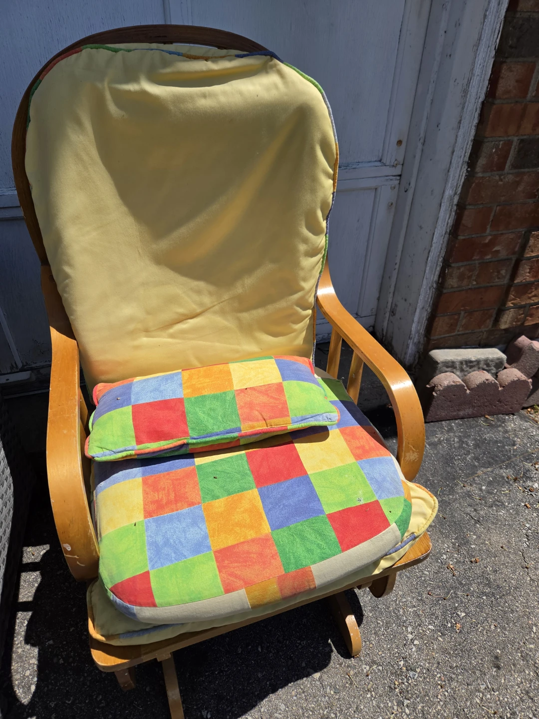 Wooden Glider Rocking Chair with Cushions