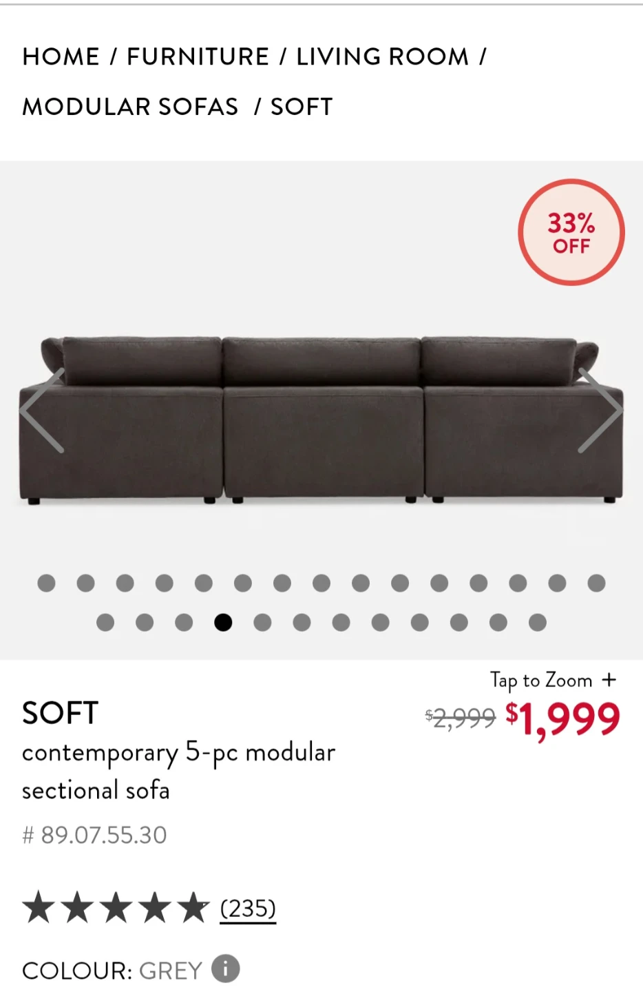 STRUCTUBE Soft - 5-pc Modular Sectional Sofa - photo 5