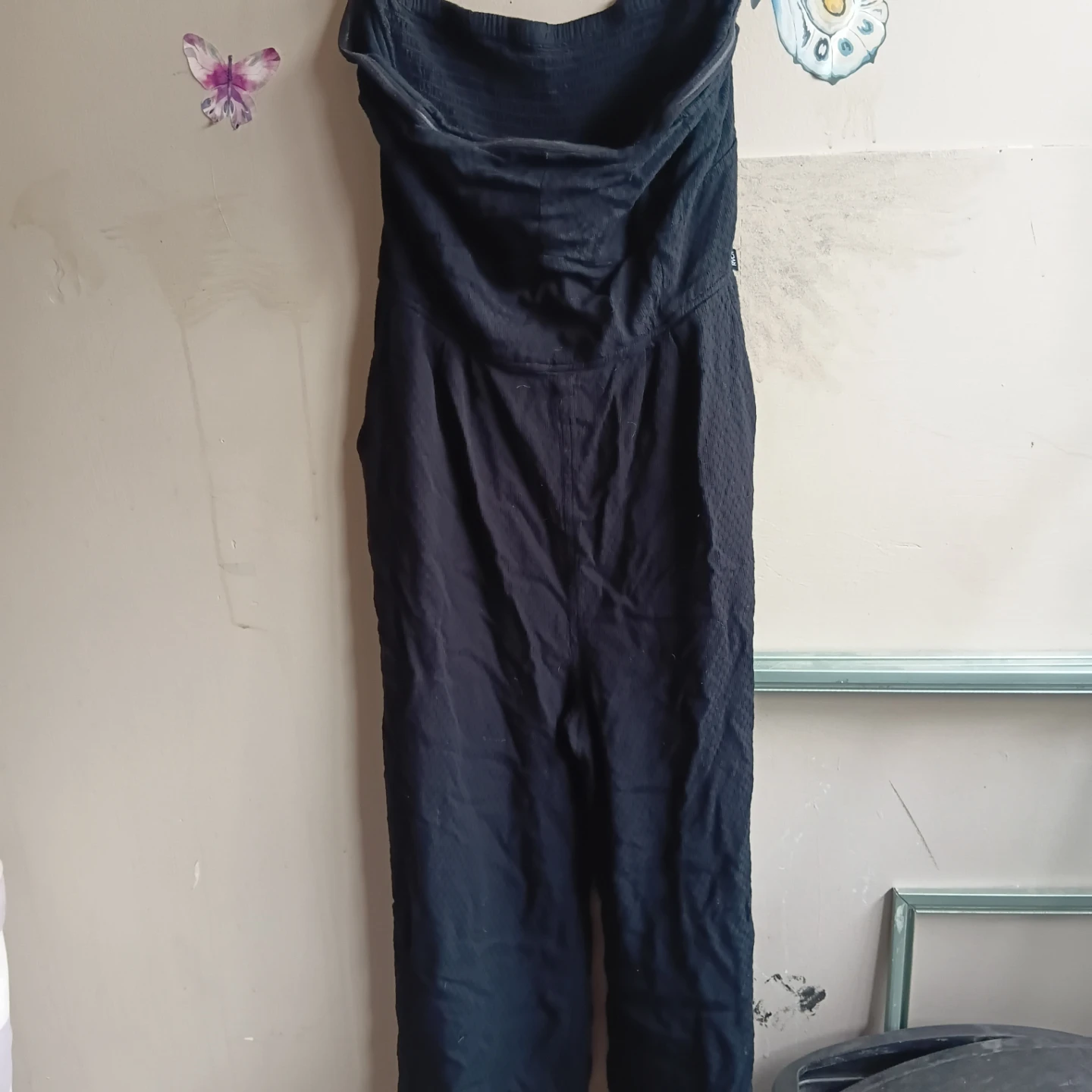 Black Strapless Wide Leg Jumpsuit