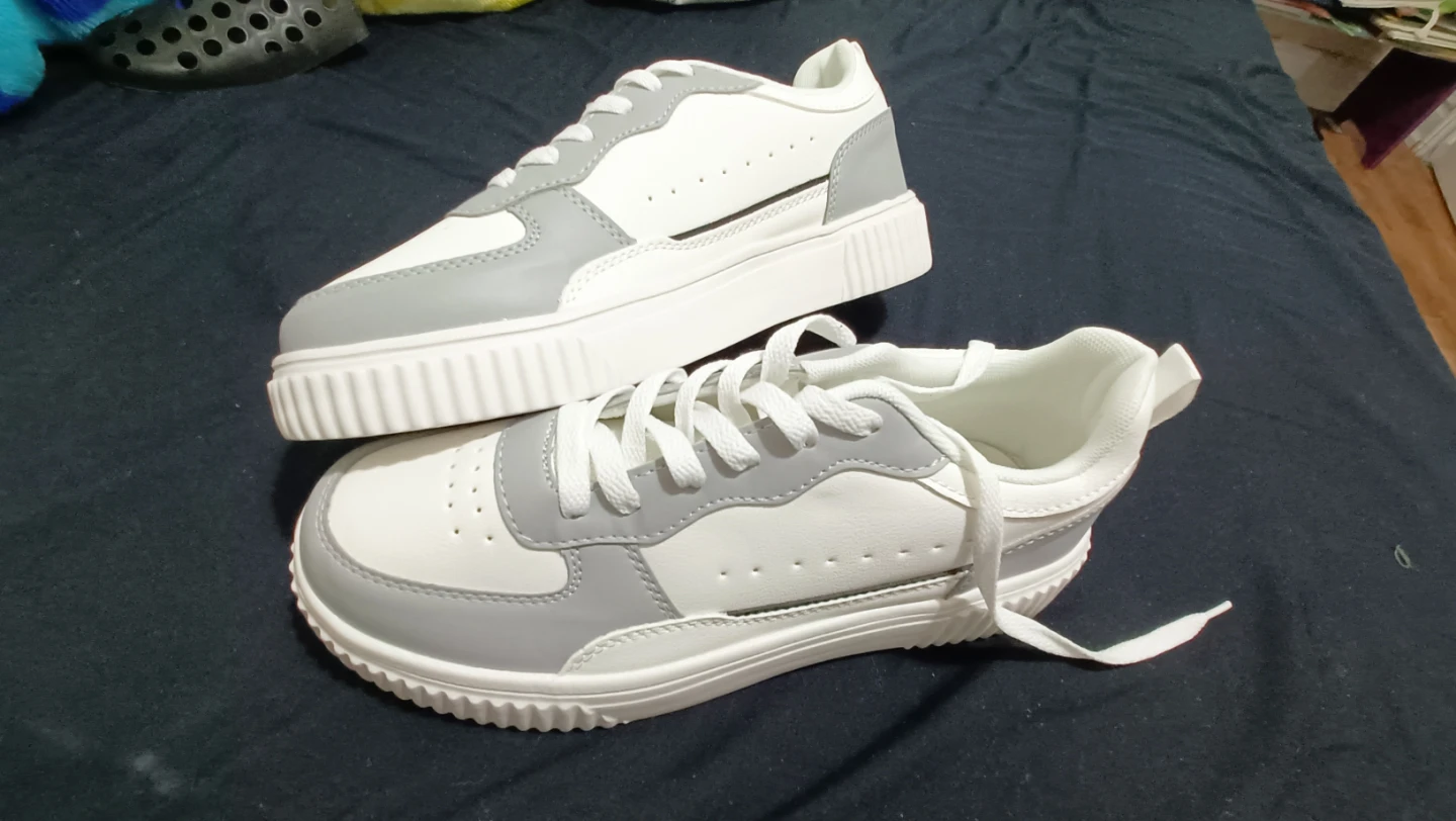 Brand New Grey & White Platform Sneakers – Never Worn