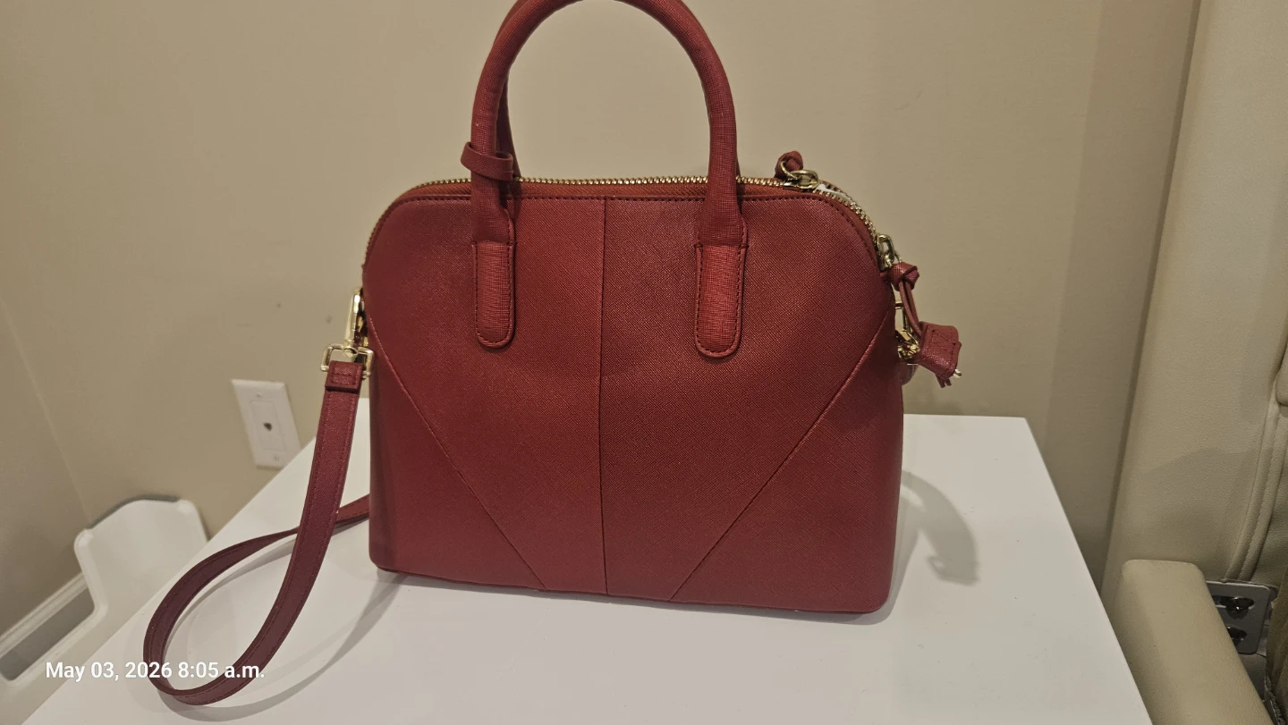 Zara Red Faux Leather Satchel Handbag