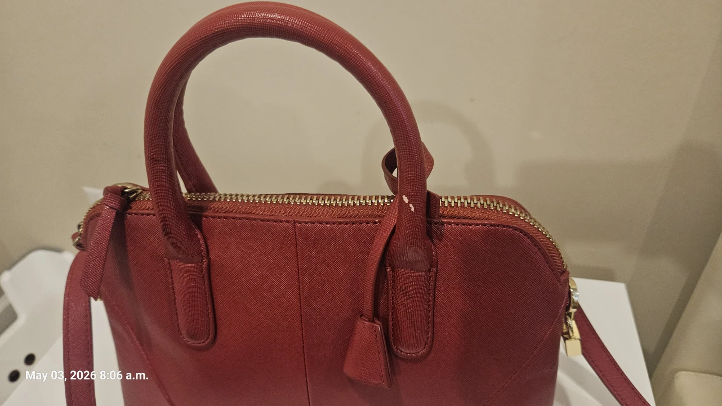 Zara Red Faux Leather Satchel Handbag - photo 2