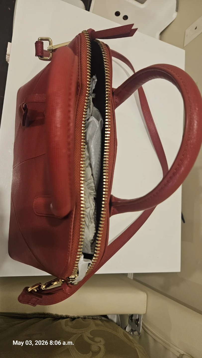 Zara Red Faux Leather Satchel Handbag - photo 3
