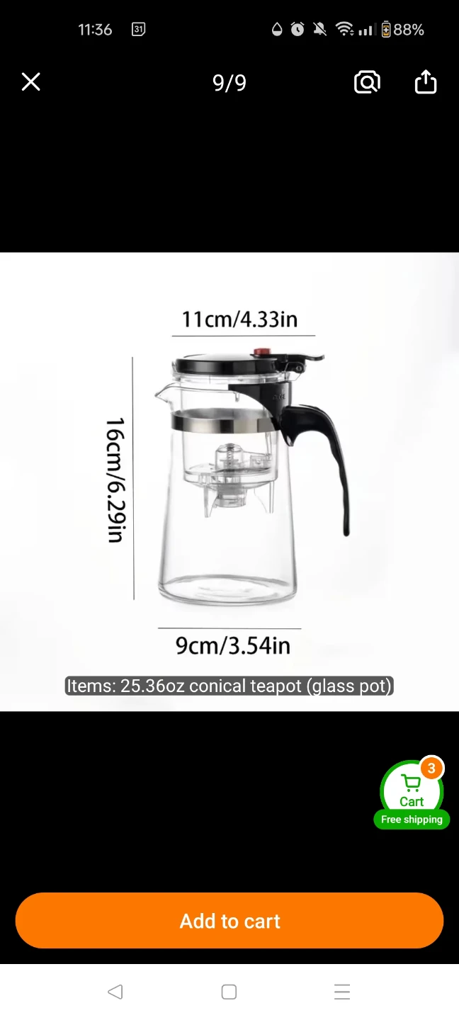 Glass Teapot with One-Touch Filter - 25.36oz - photo 4