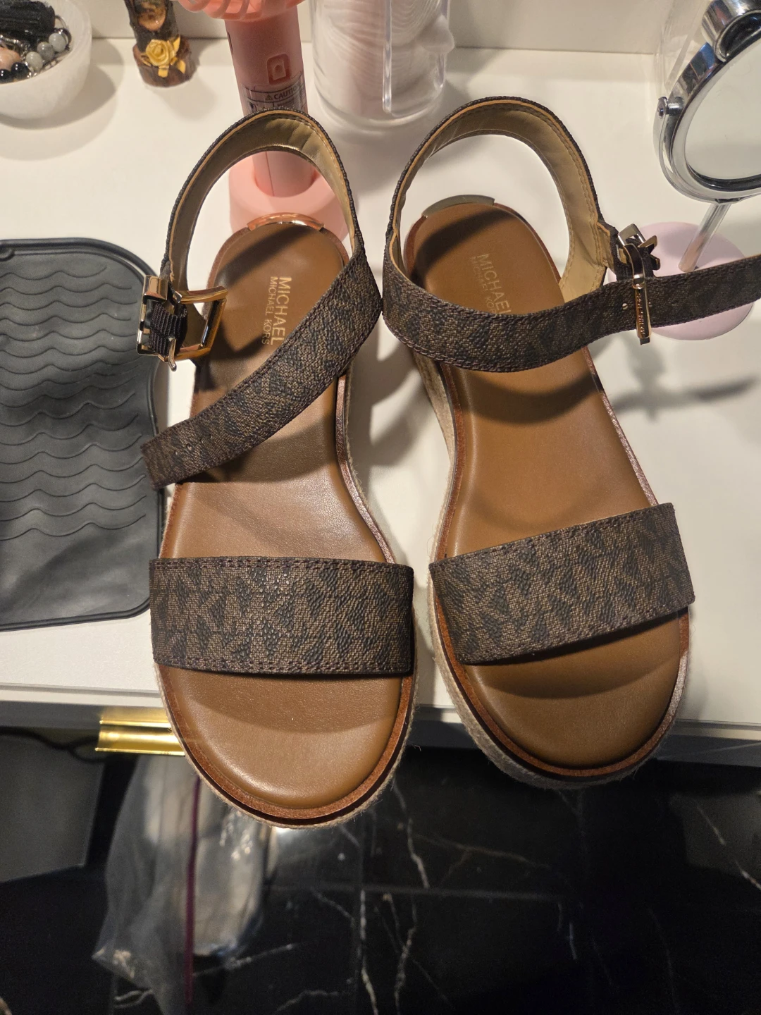 Michael Kors Women's Brown Logo Wedge Sandals Size 8 - photo 3