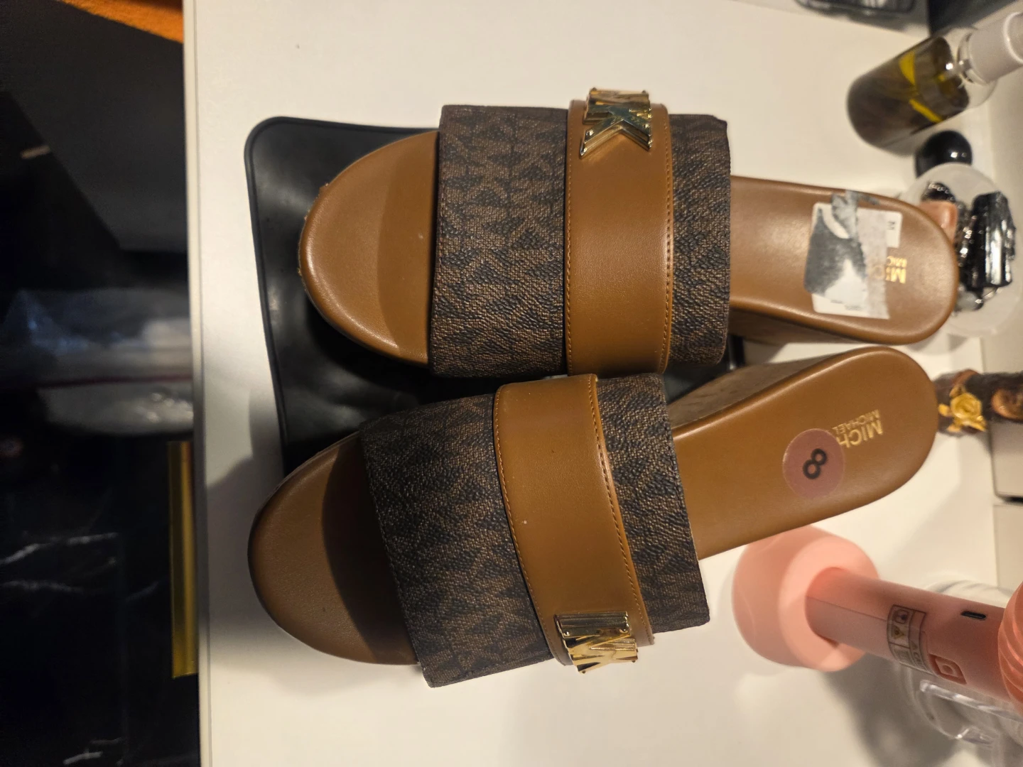 Michael Kors Women's Brown Logo Wedge Sandals Size 8 - photo 4
