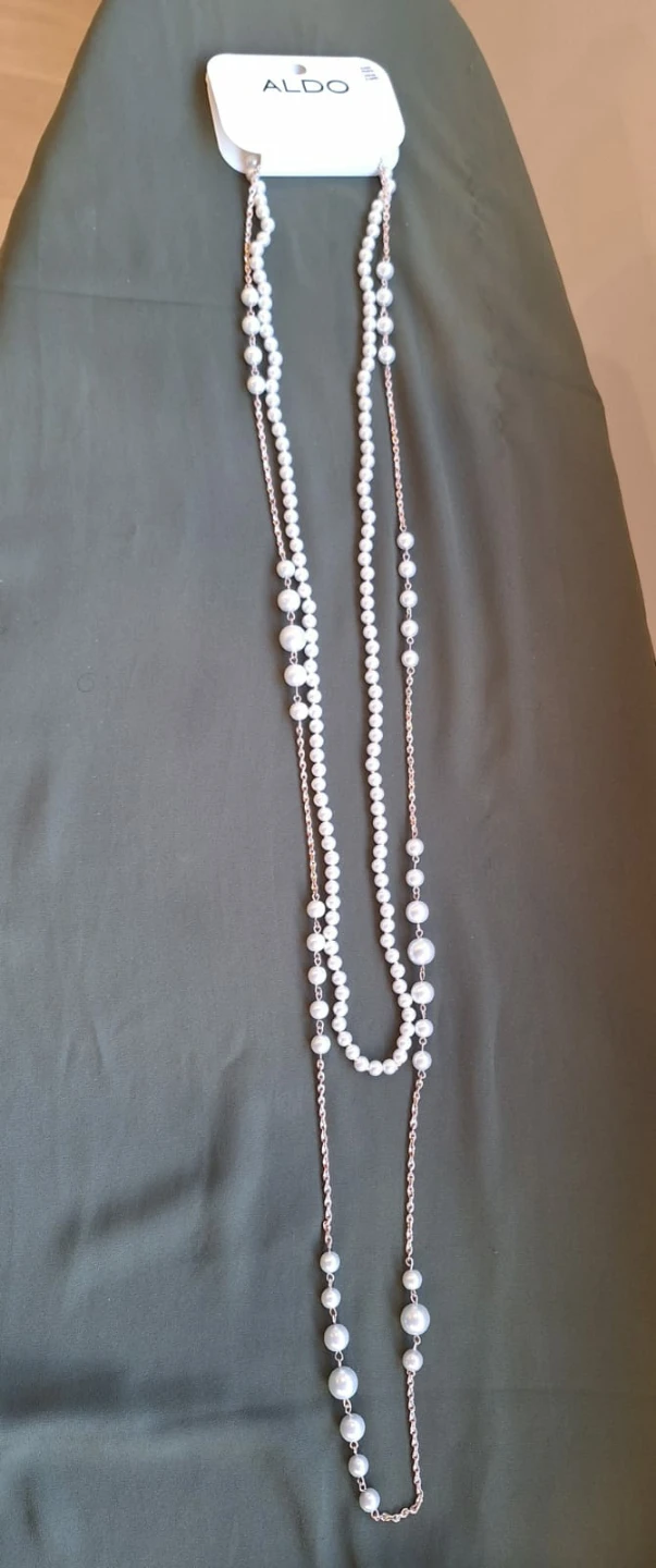 ALDO White Pearl Rose Gold Chain & Earrings - photo 2