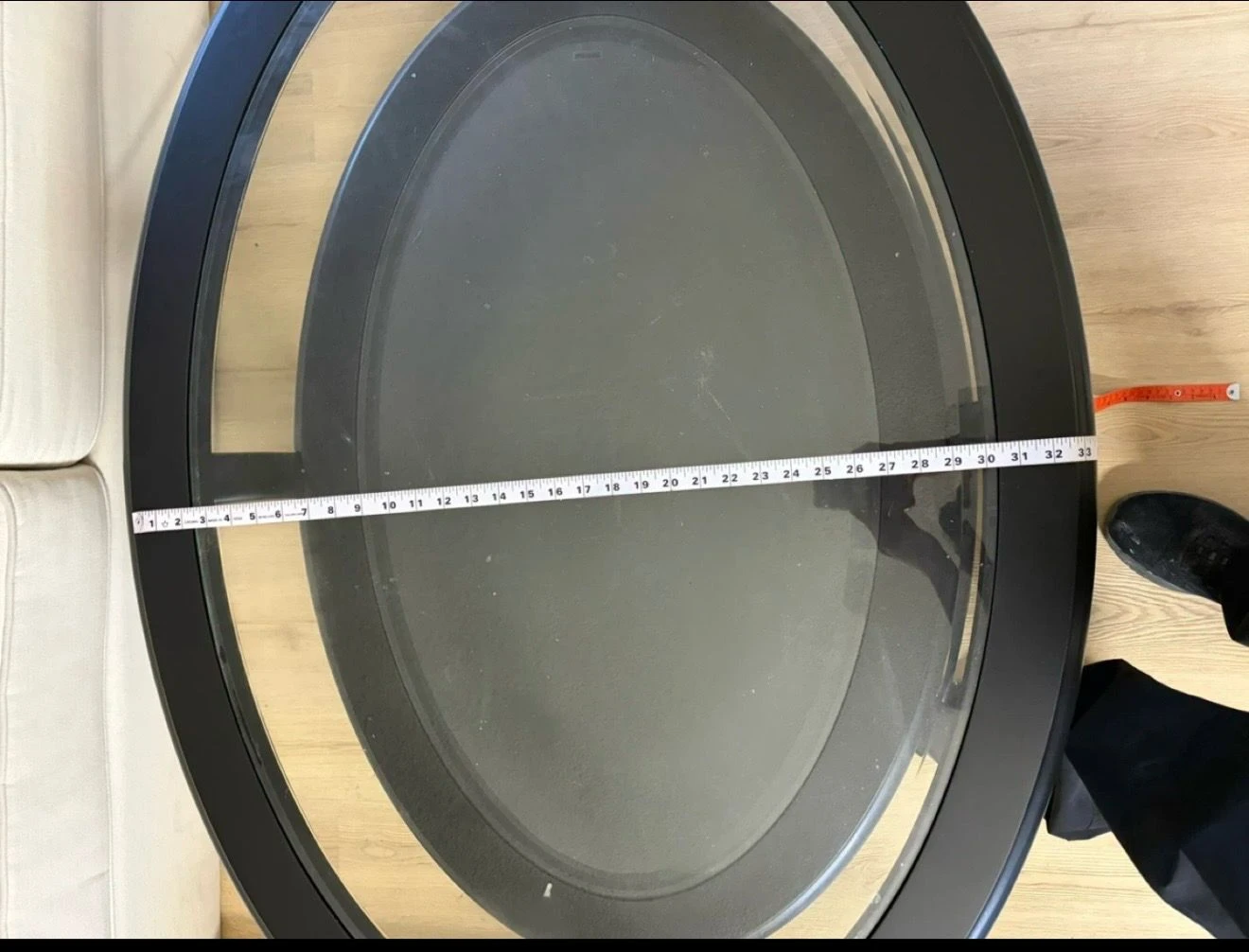 Black oval coffee table with glass top (Brand new condition) - photo 3