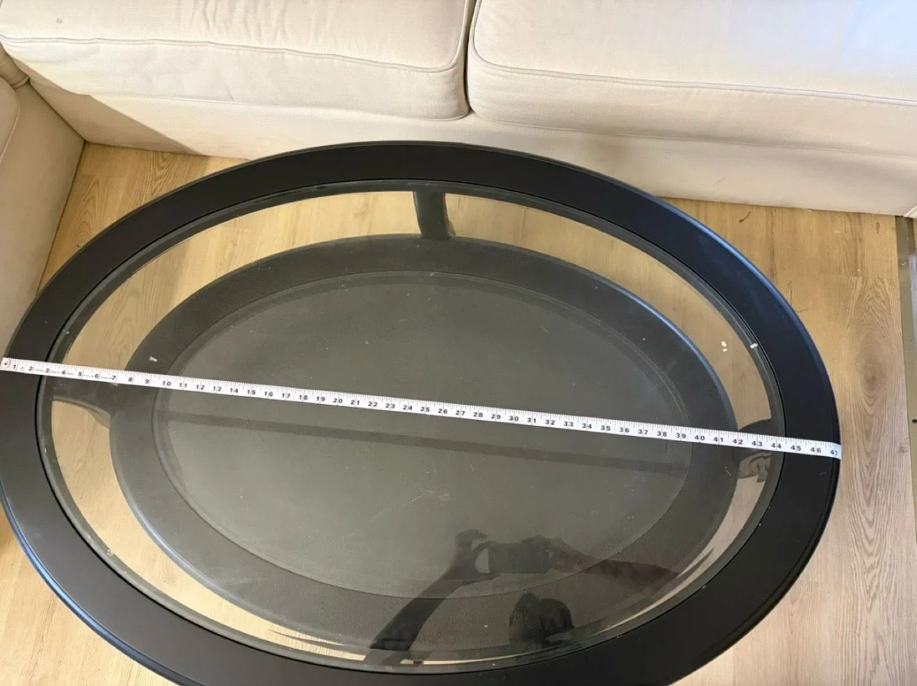 Black oval coffee table with glass top (Brand new condition) - photo 4
