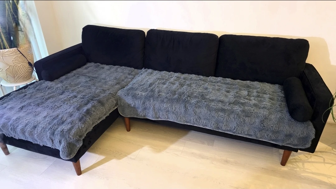 MOVING SALE- Black Sectional Sofa with Chaise - photo 2