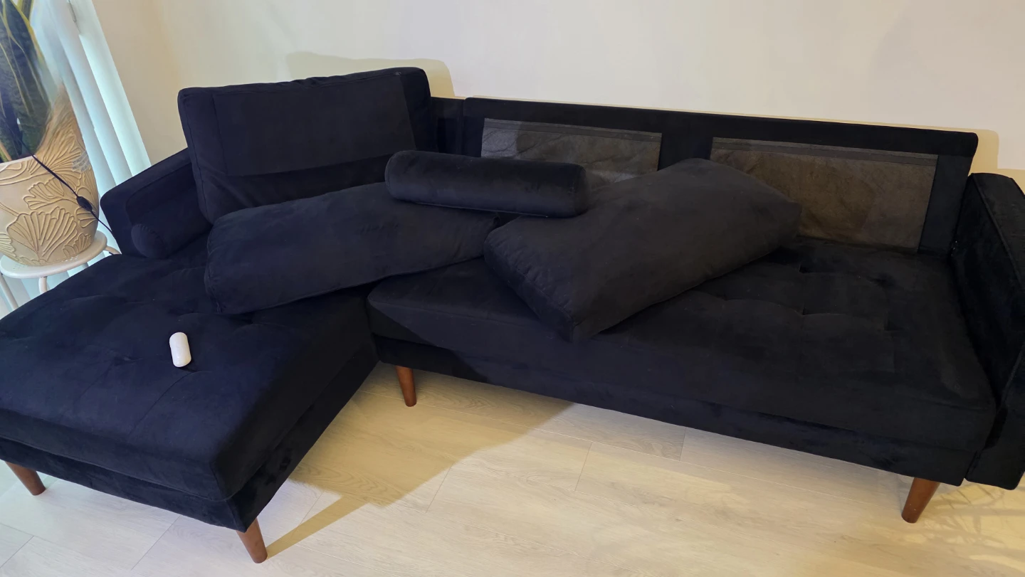 MOVING SALE- Black Sectional Sofa with Chaise - photo 4