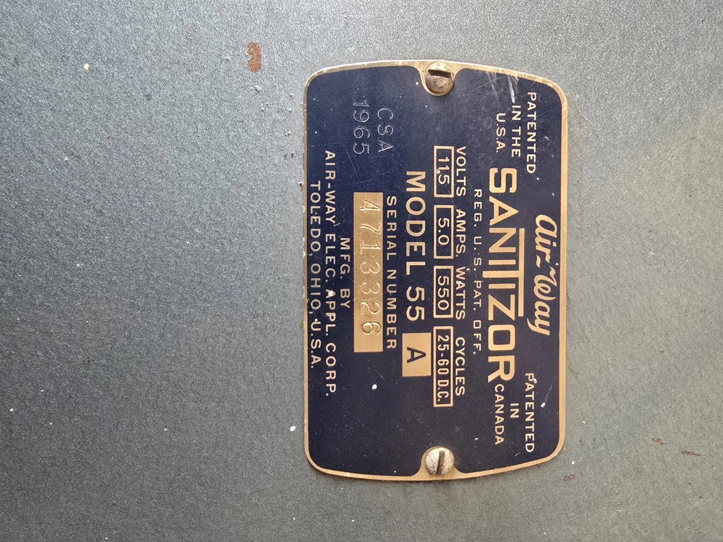 Air-Way Sanitizor Model 55A vacuum cleaner - photo 3