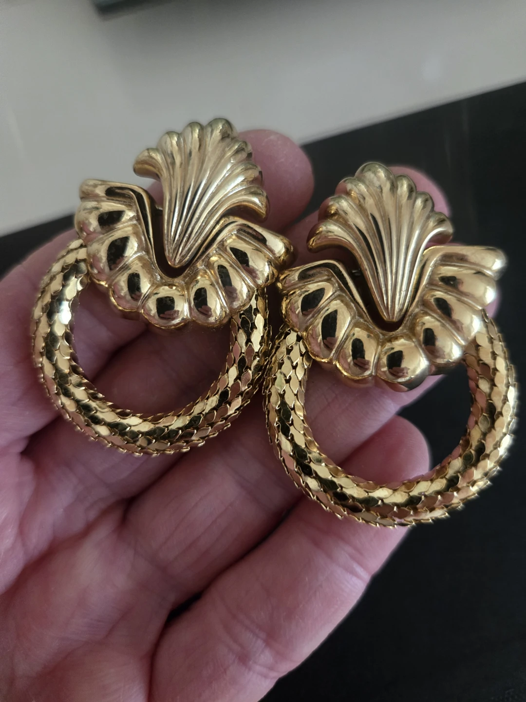 Vintage Whiting Davis Gold Tone Clip Earrings - photo 2