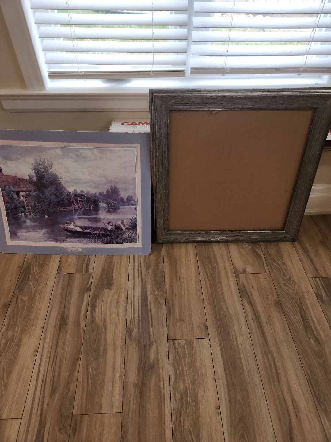 Framed Landscape Picture and Grey Picture Frame 28x28"
