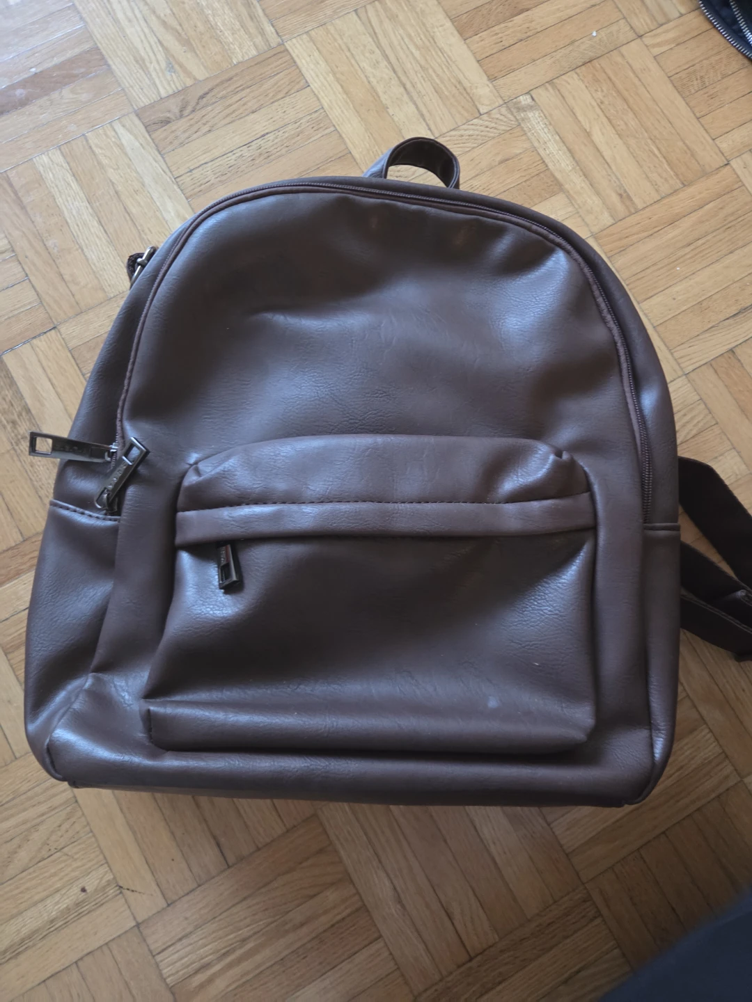 Brown Faux Leather Backpack
