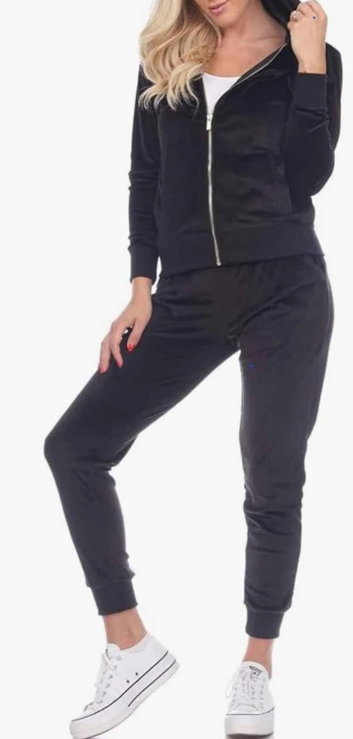 White Mark Velour Tracksuit Set - Black- sz S - photo 4
