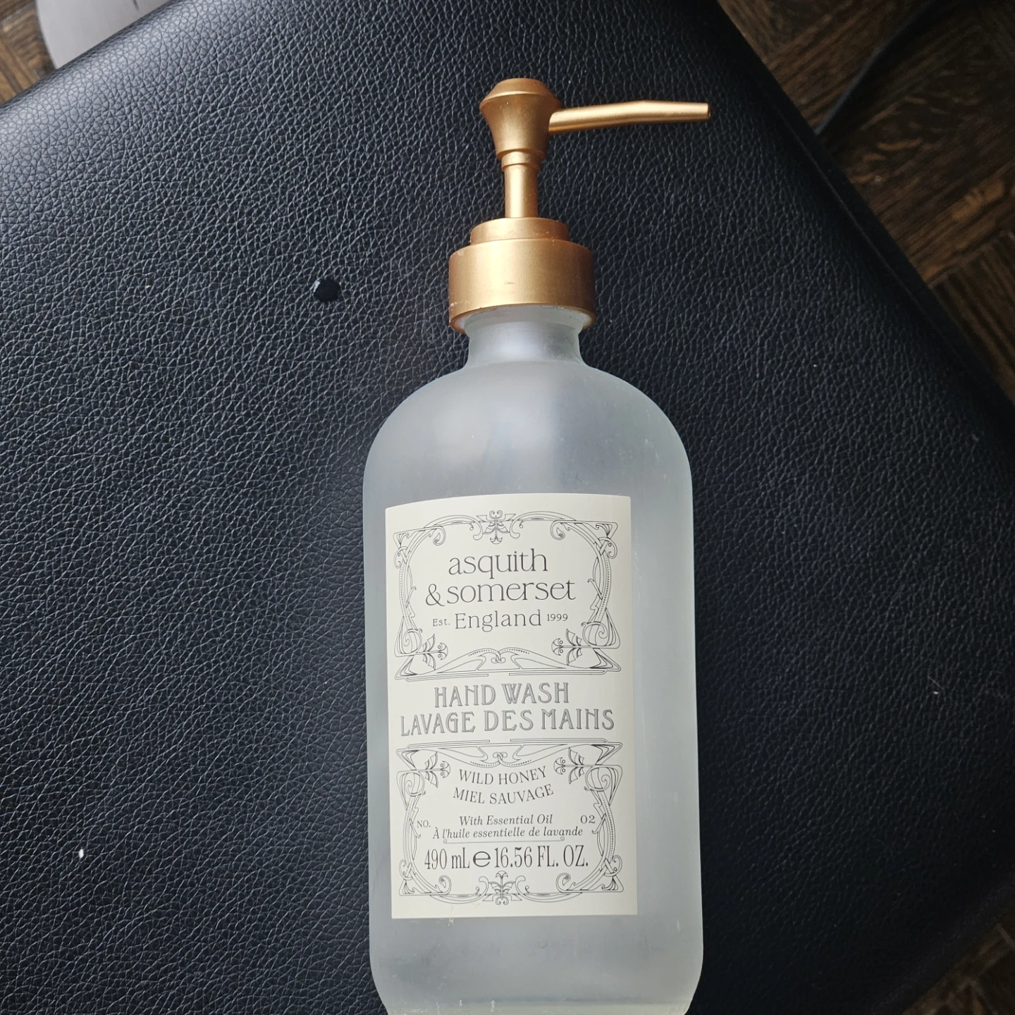 Empty Asquith & Somerset Frosted Glass Hand Wash  bottle 490ml