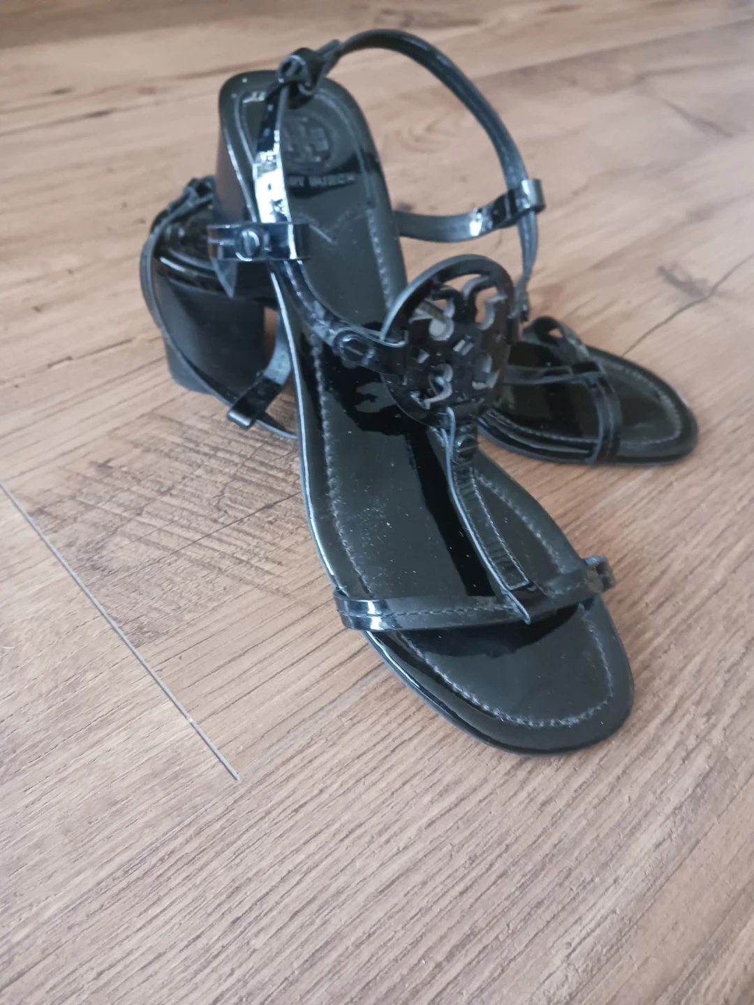 Tory Burch Black Patent Leather Sandals