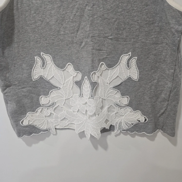 Cupio Grey and White Lace Crop Top - photo 3