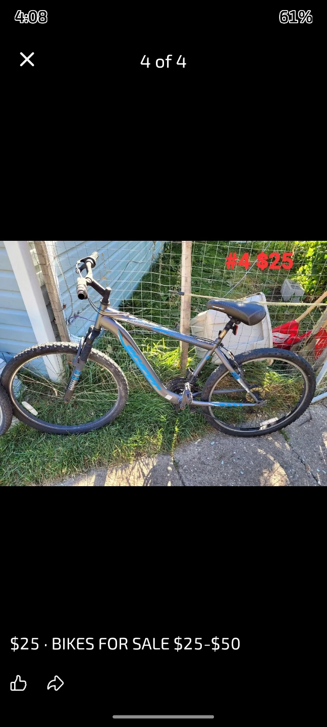 Grey and Blue Mountain Bike