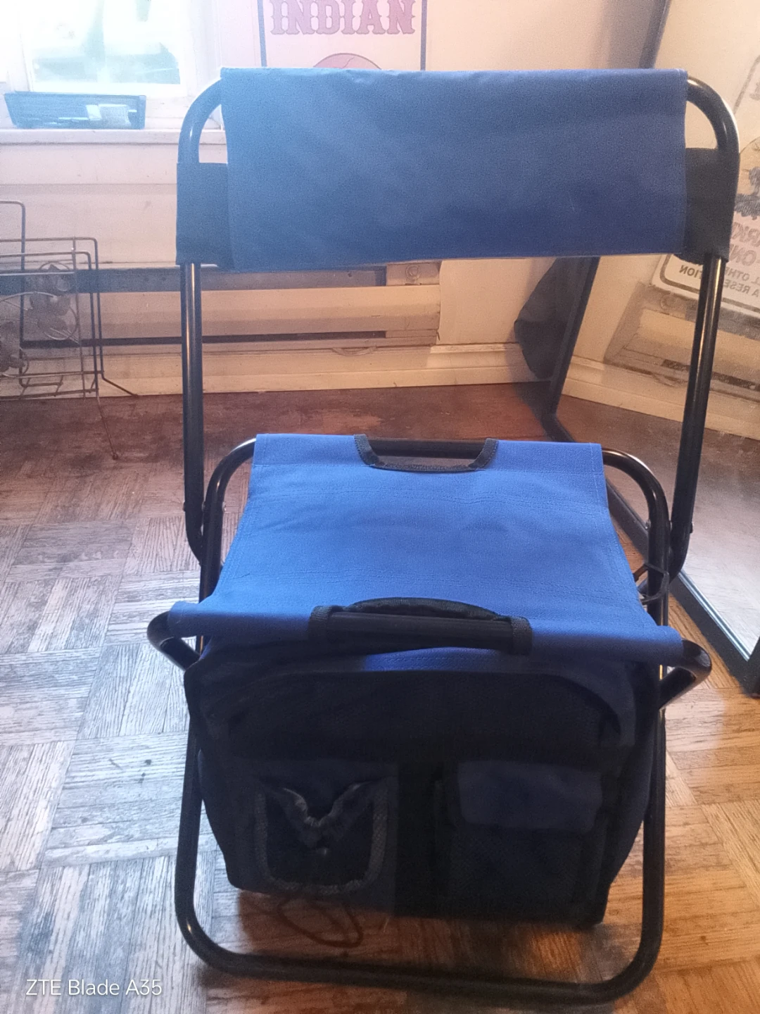 Blue Folding Camping Chair with Storage Bag