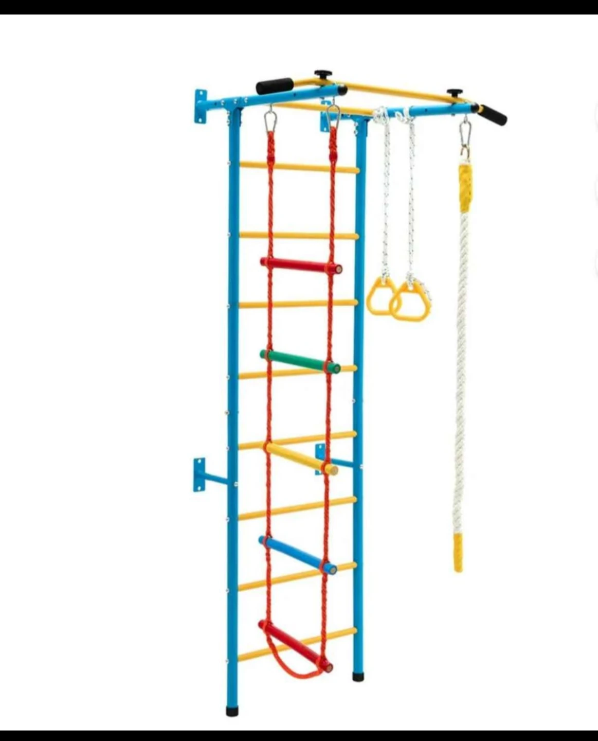 5-in-1 Indoor Jungle Gym with Pull-Up Bar, Rings, Rope Ladder - photo 2