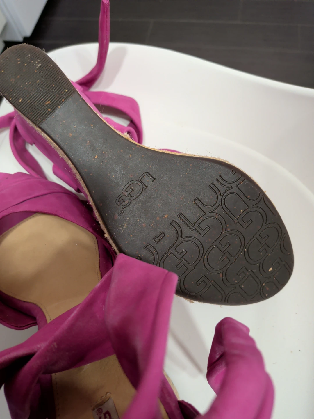 UGG Pink Suede Espadrille Wedge Sandals - photo 3