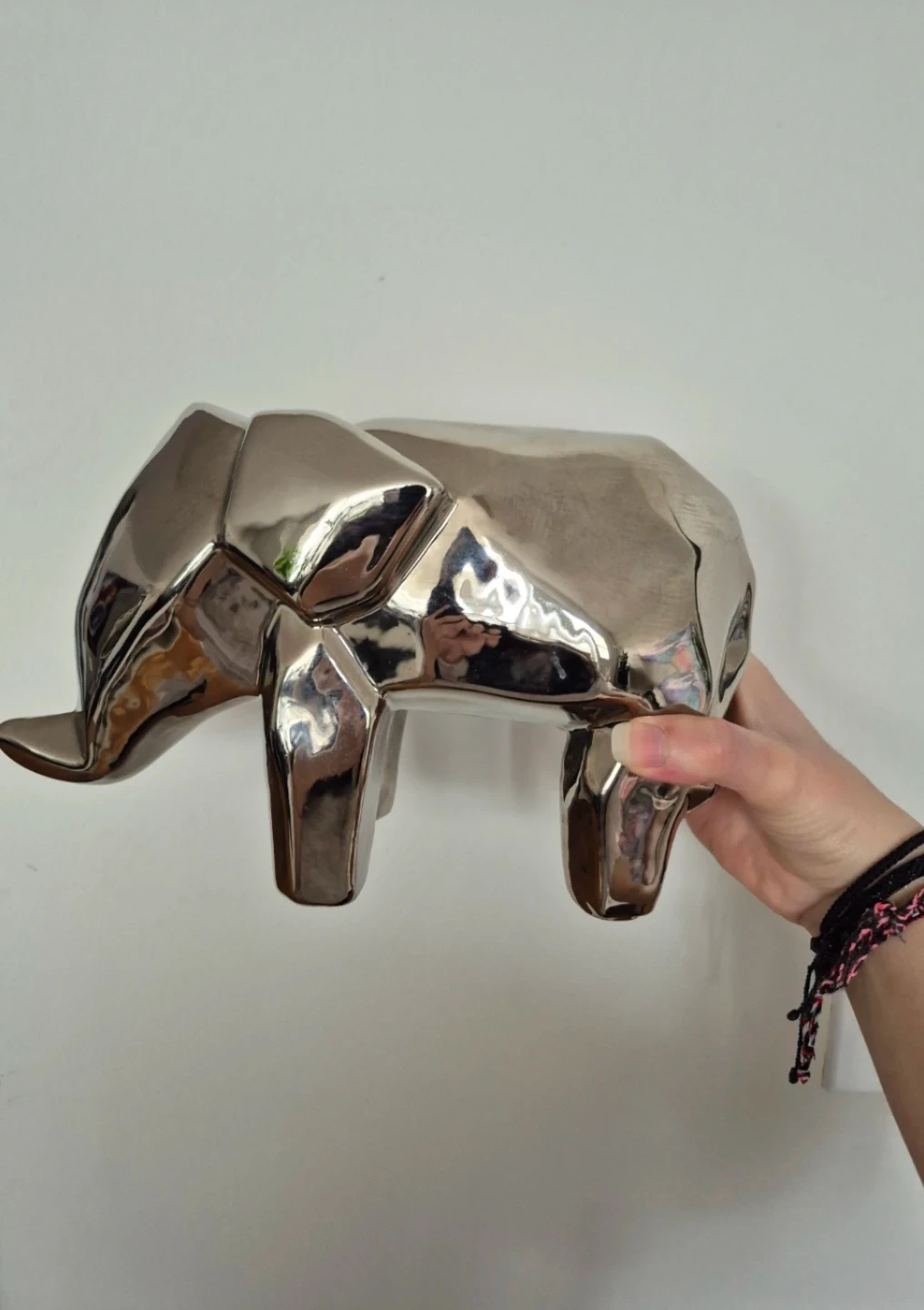 Silver Geometric Elephant Figurine - photo 2