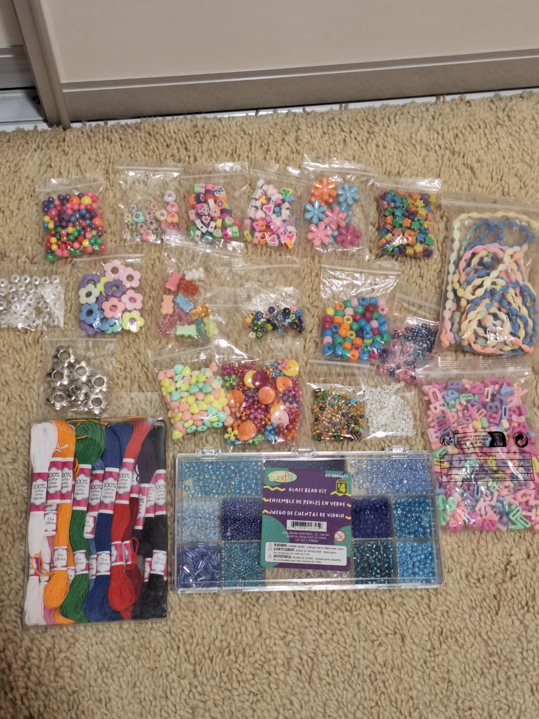 Craft beads Kit and Thread Lot