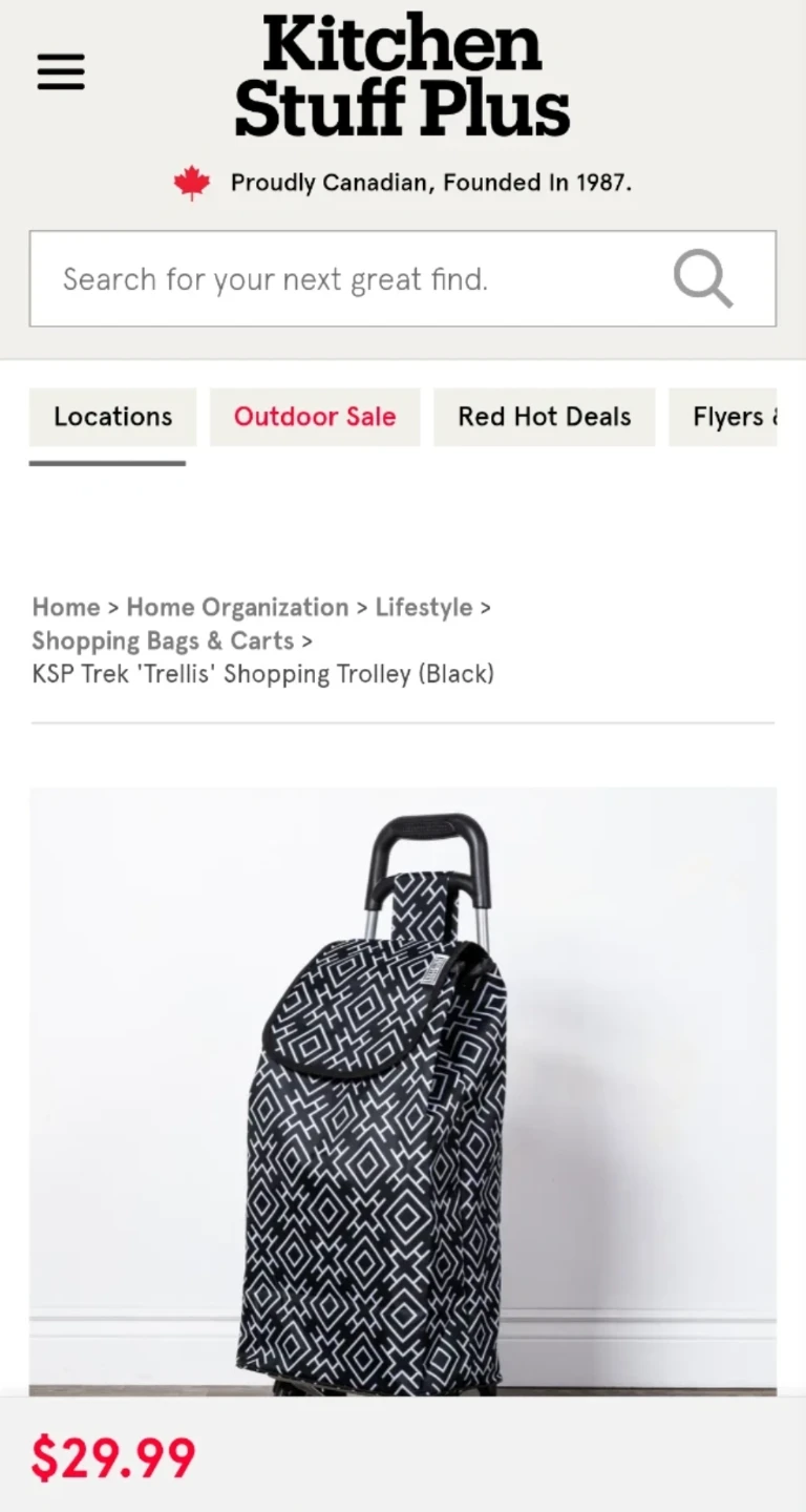 Kitchen Stuff Plus Trek Shopping Trolley (Black Trellis Pattern) - photo 4
