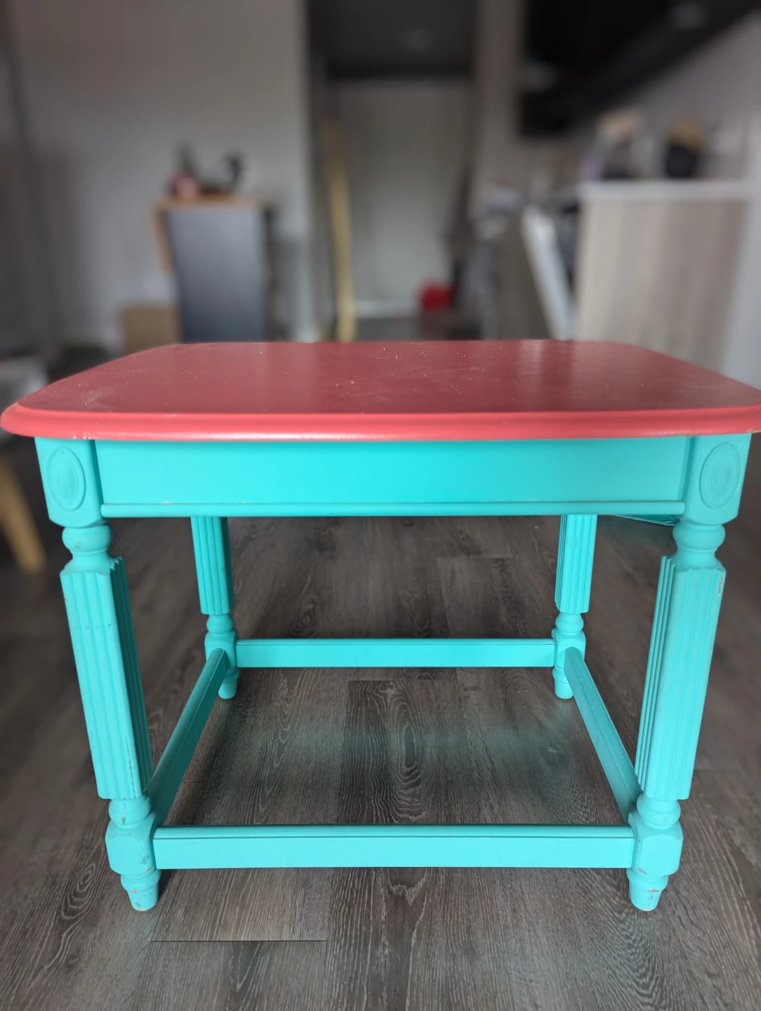 Teal and Red Accent Table