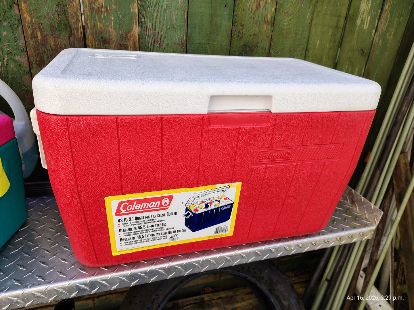 Vintage Coleman 48qt Camping Cooler with Drain