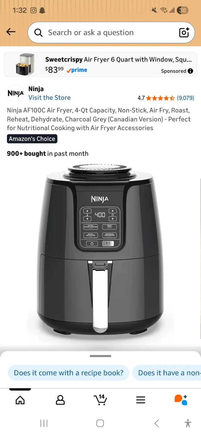 Ninja AF100C Air Fryer 4 Qt Charcoal Grey - photo 5