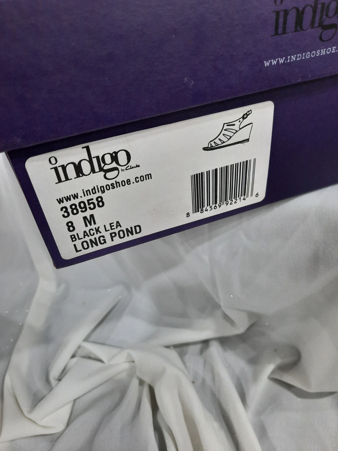 Indigo by Clarks Black Leather Wedge Sandals Size 8 - photo 3